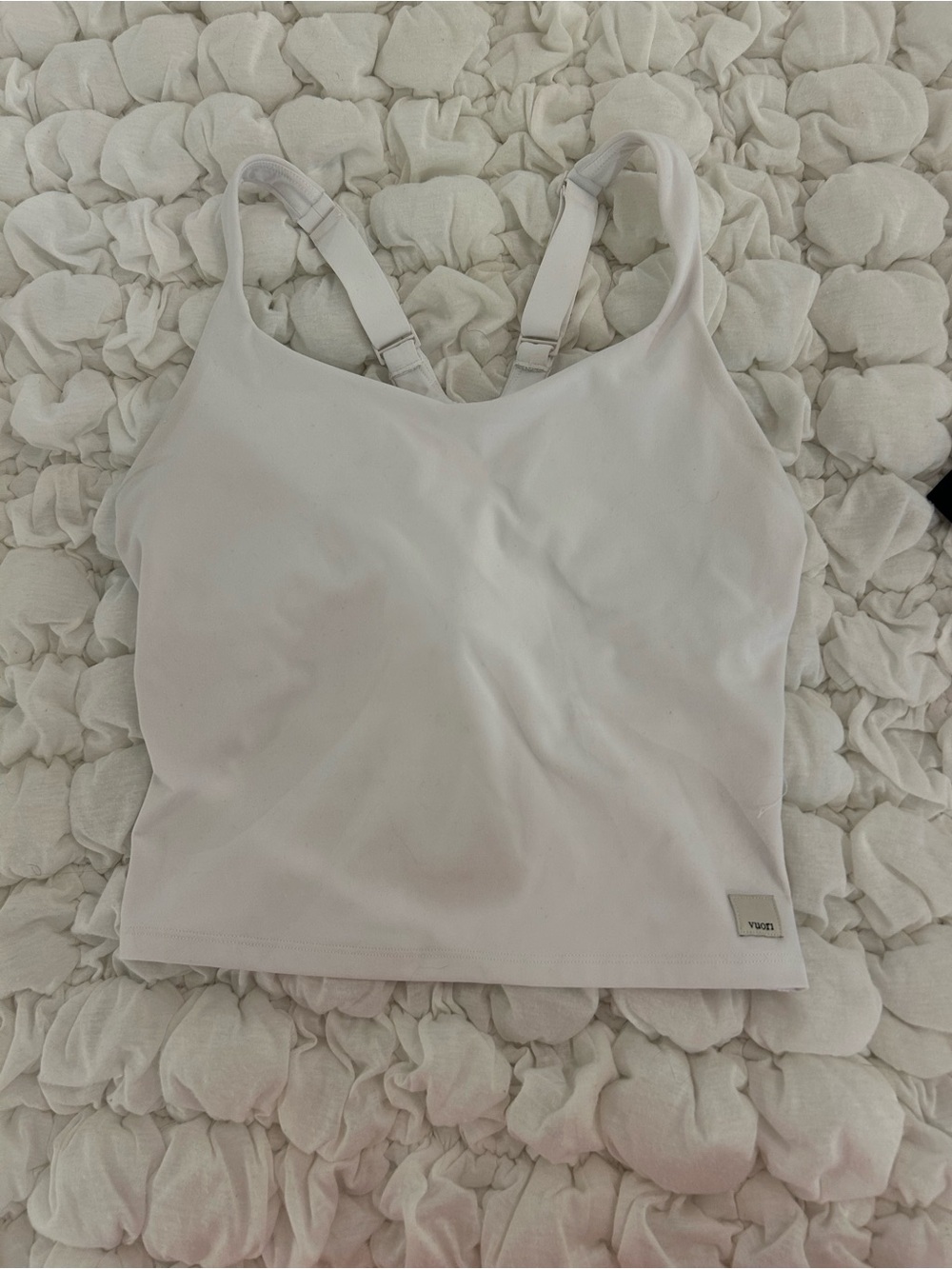 Vuori Cream Adjustable-Strap Crop Tank
